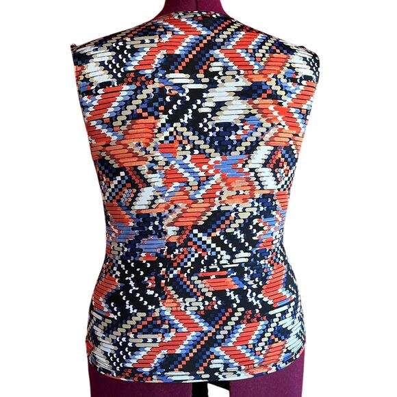 Womens Top Size Large Geometric Indie Abstract Professional Summer Office Wear - Picture 4 of 7